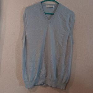 100%cashmire Men's Sky Blue V-Neck Sweater Vest
